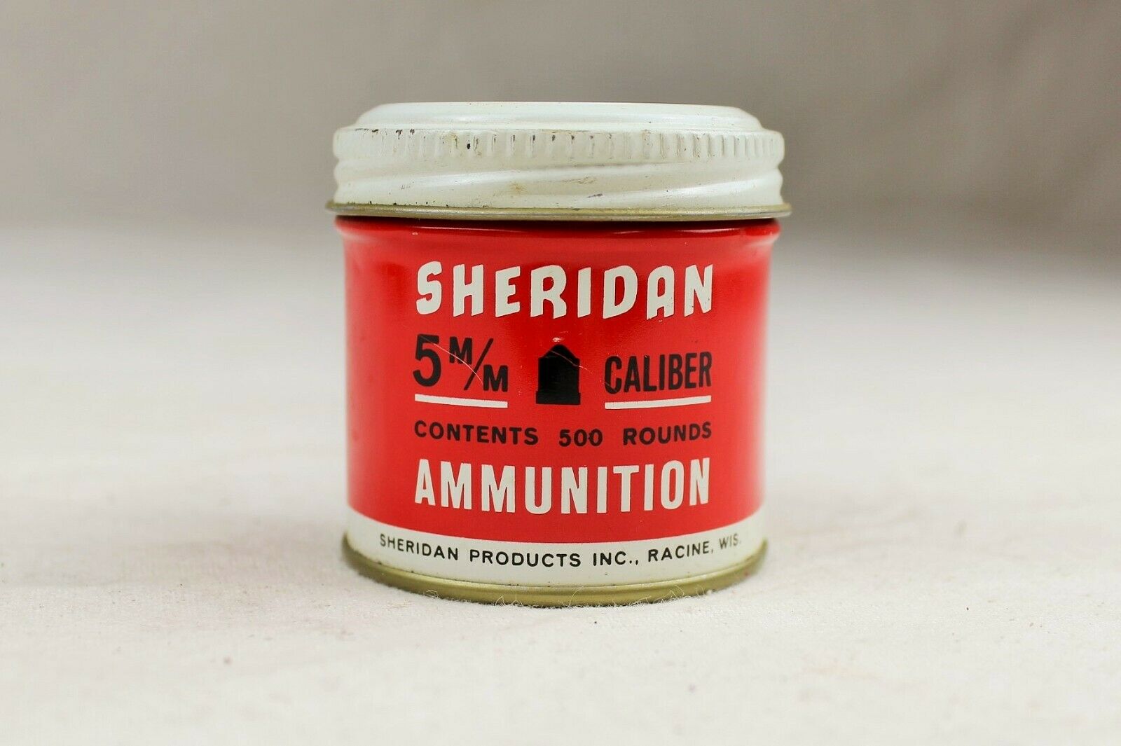 Sheridan 5mm Caliber Pellets Vintage Red White Tin Full 5mm New Old