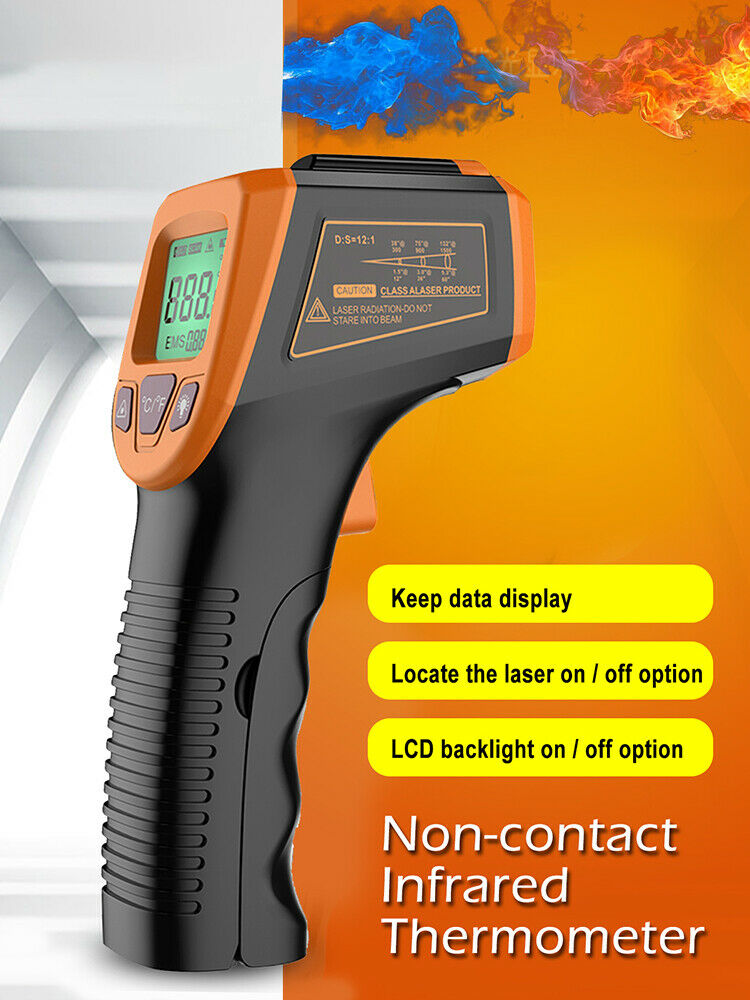 Digital Infrared Thermometer Lcd Ir Temperature Guns Laser Pyrometer No Contact 1816